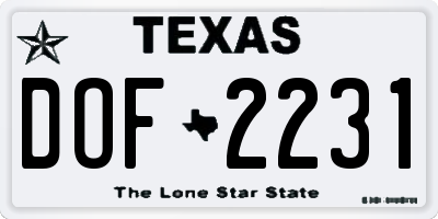 TX license plate DOF2231