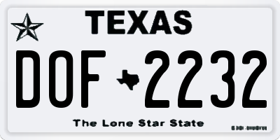 TX license plate DOF2232
