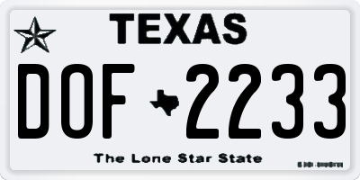 TX license plate DOF2233