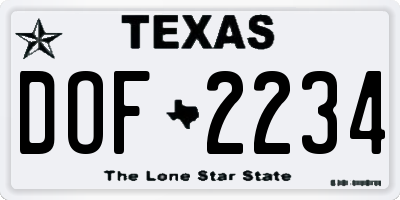 TX license plate DOF2234