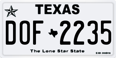 TX license plate DOF2235