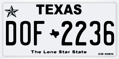 TX license plate DOF2236