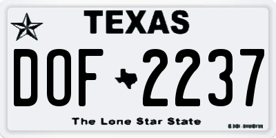 TX license plate DOF2237
