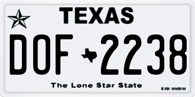 TX license plate DOF2238