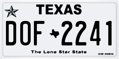 TX license plate DOF2241