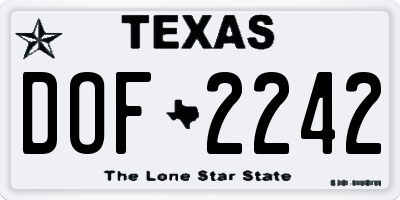 TX license plate DOF2242