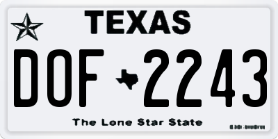 TX license plate DOF2243