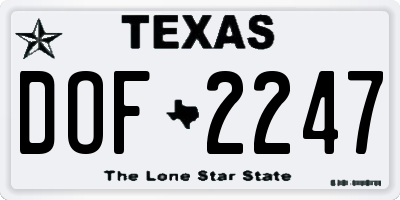TX license plate DOF2247