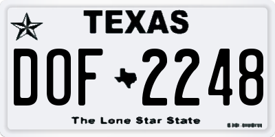 TX license plate DOF2248