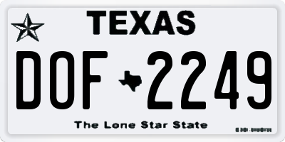 TX license plate DOF2249