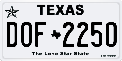 TX license plate DOF2250