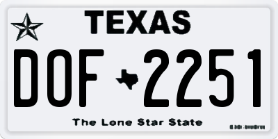 TX license plate DOF2251