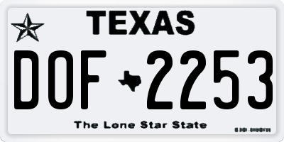 TX license plate DOF2253