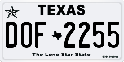 TX license plate DOF2255
