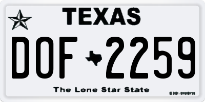 TX license plate DOF2259