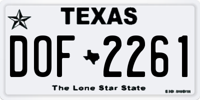 TX license plate DOF2261