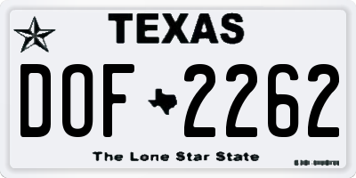 TX license plate DOF2262