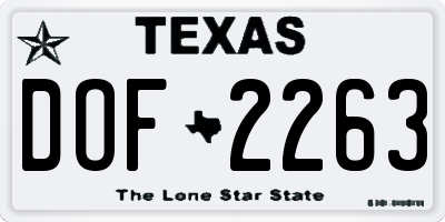 TX license plate DOF2263