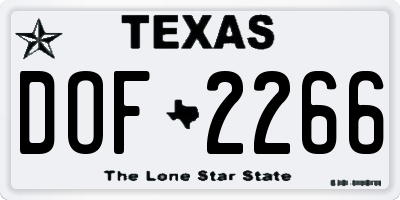 TX license plate DOF2266