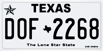 TX license plate DOF2268