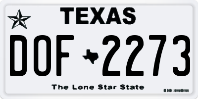 TX license plate DOF2273
