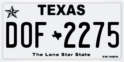 TX license plate DOF2275