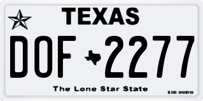 TX license plate DOF2277