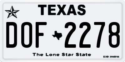 TX license plate DOF2278
