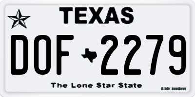 TX license plate DOF2279