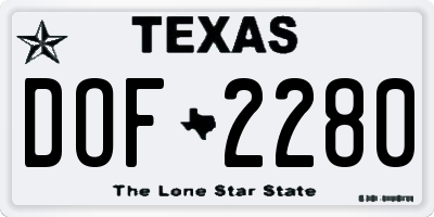 TX license plate DOF2280