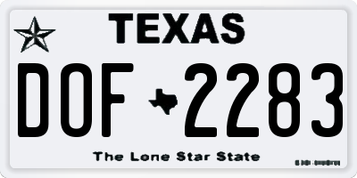 TX license plate DOF2283