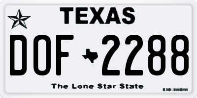 TX license plate DOF2288
