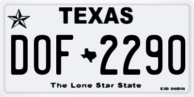 TX license plate DOF2290