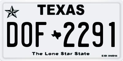 TX license plate DOF2291