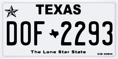 TX license plate DOF2293