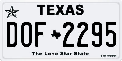 TX license plate DOF2295