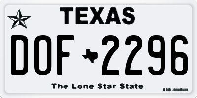 TX license plate DOF2296