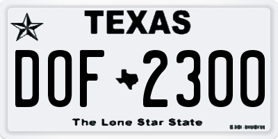 TX license plate DOF2300