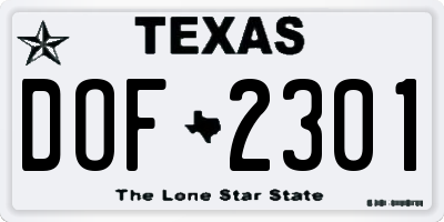 TX license plate DOF2301