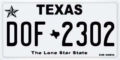 TX license plate DOF2302