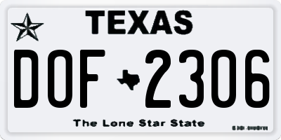 TX license plate DOF2306