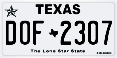 TX license plate DOF2307