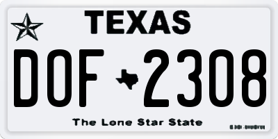 TX license plate DOF2308