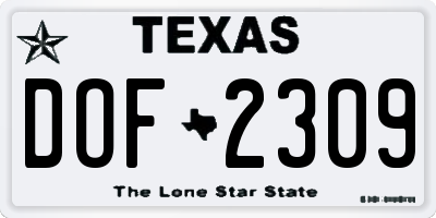 TX license plate DOF2309