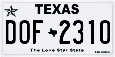 TX license plate DOF2310
