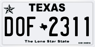 TX license plate DOF2311
