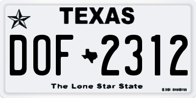 TX license plate DOF2312