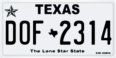 TX license plate DOF2314
