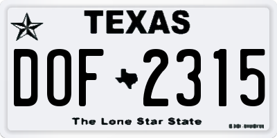 TX license plate DOF2315
