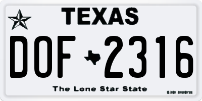 TX license plate DOF2316